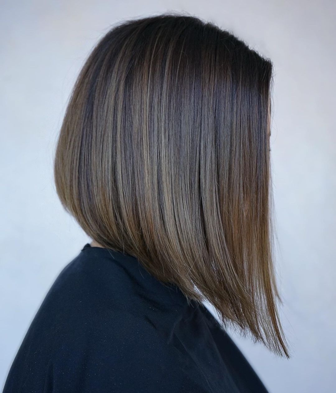 Sun-Kissed Brunette Inverted A-Line Bob