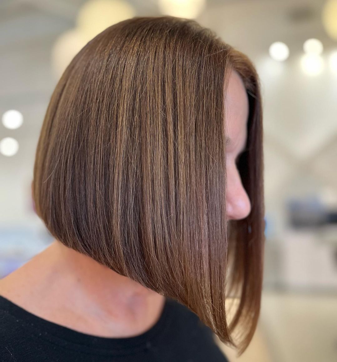 Accurate Angled A-Line Bob for Thick Hair